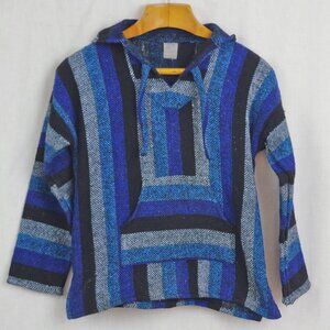 Artilana Blue Geometric Pattern Baja Hoodie Small
